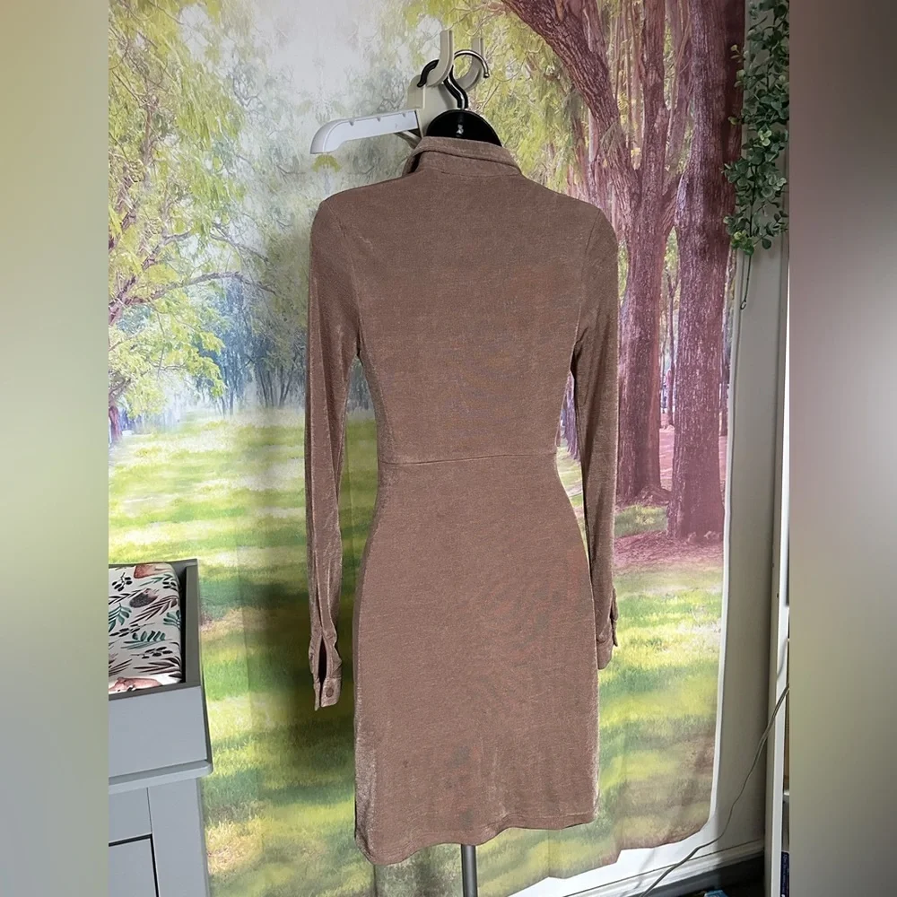 Bardot The Gathered Slinky Dress In Stone Size Small - Picture 4 of 9